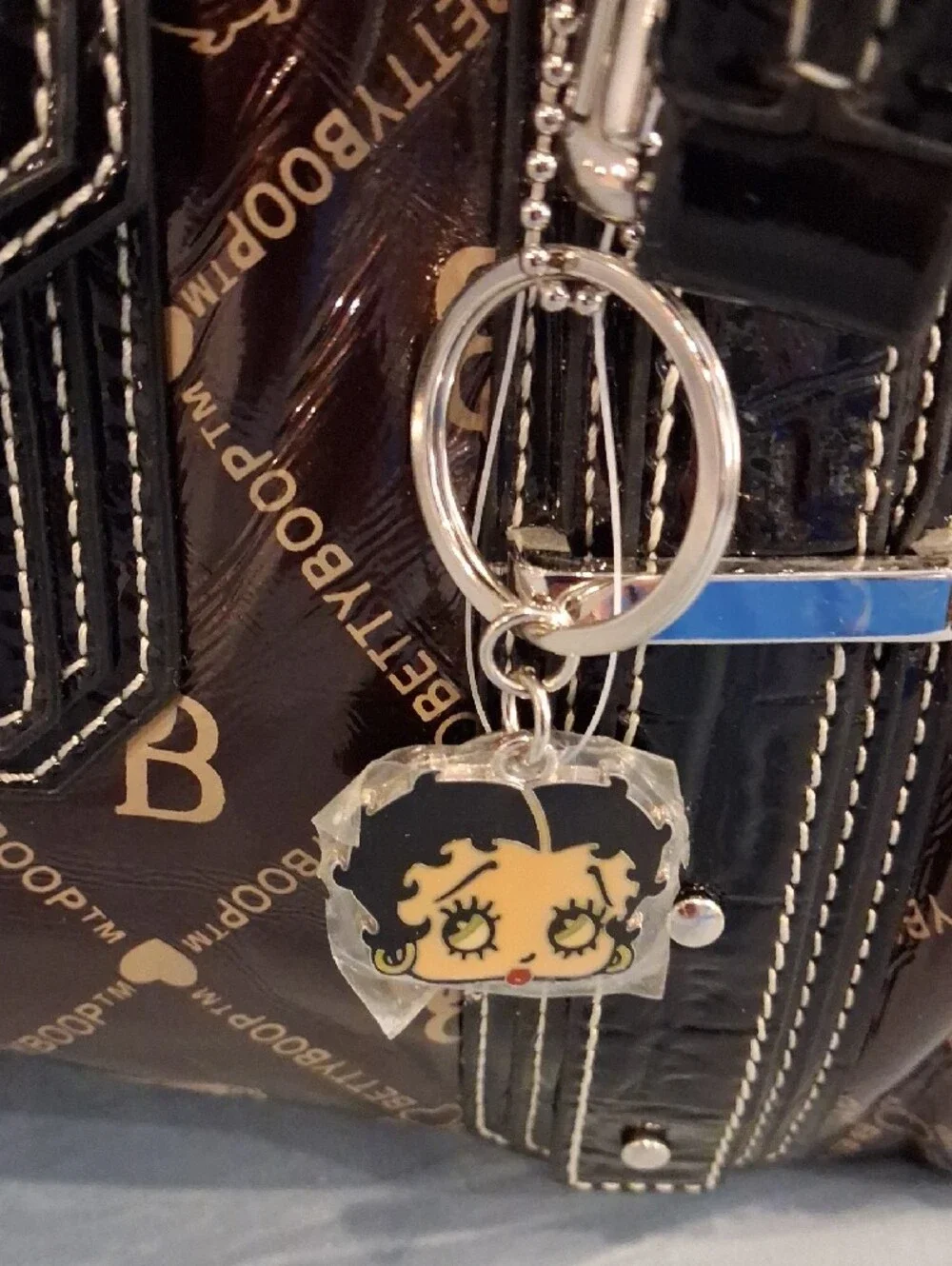 Vintage 2007 Betty Boop Brown Logo Bag Purse with Cream Trim Black Brown